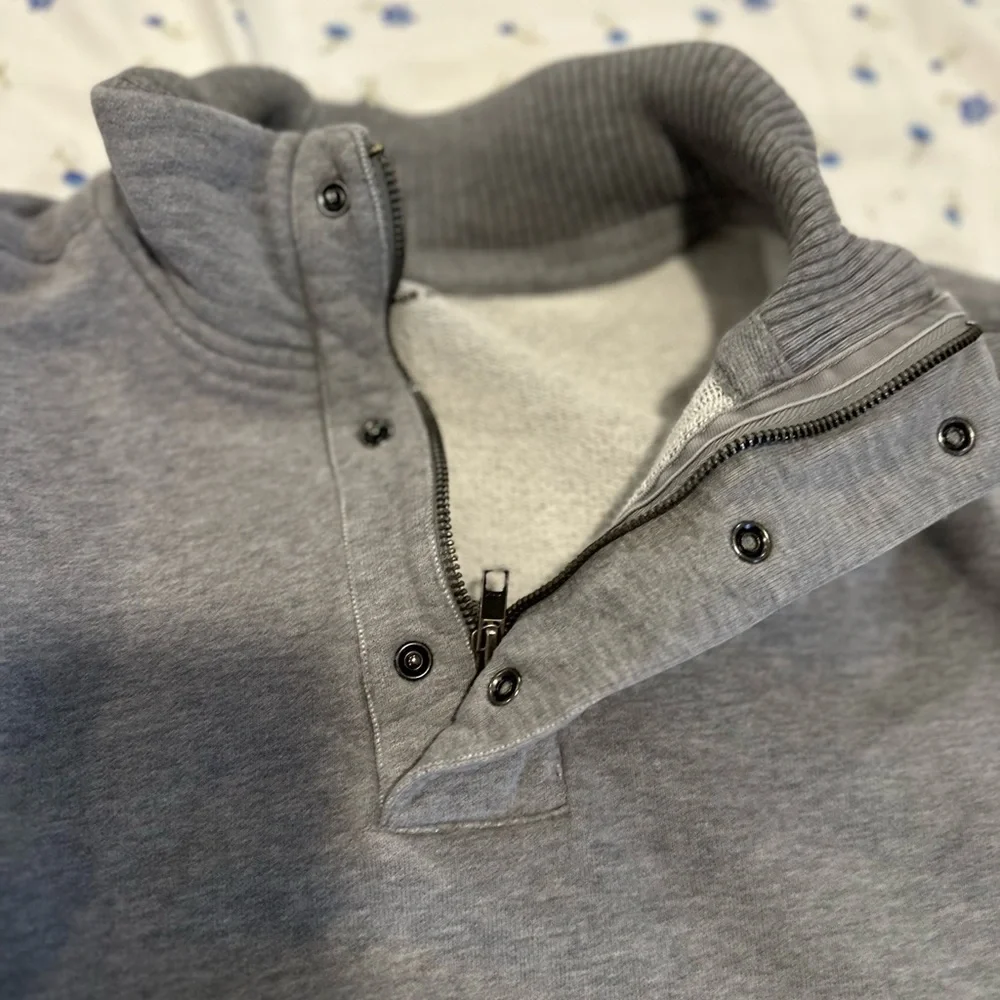 Gap Y2K 1/4 Zip & Snap Heather Gray Heavyweight Minimalist Mall Brand Pullover.